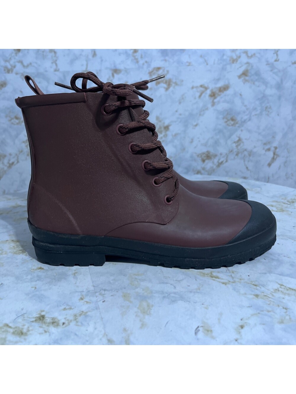 Madewell The Lace Up Women's Sz 6M Shoes Red Black Comfort Gardening Rain Boots